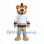 Lion Mascot Costume with White Sports Jersey and Brown Mane