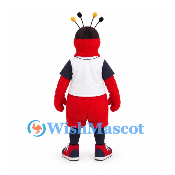 Insect Mascot Costume in Red with White Sports Jersey