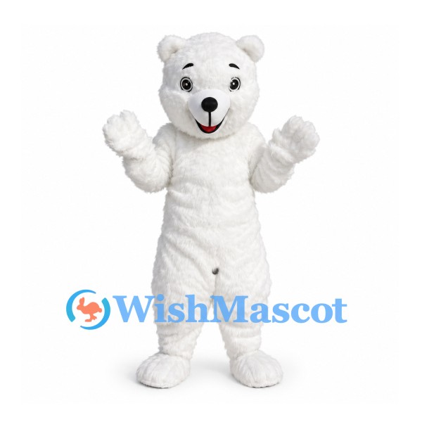 Polar Bear Mascot Costume in White with Rounded Ears