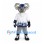 Ram Mascot Costume with White Hockey Jersey and Blue Helmet