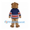 Bear Mascot Costume with Navy Striped Hockey Jersey