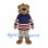 Bear Mascot Costume with Navy Striped Hockey Jersey