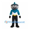 Hockey Puck Superhero Mascot Costume with Teal Shirt and Black Pants