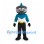 Hockey Puck Superhero Mascot Costume with Teal Shirt and Black Pants