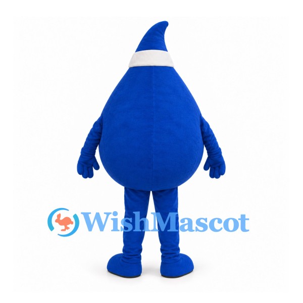 Water Drop Mascot Costume in Blue with White Headband