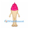 Ice Cream Cone Mascot Costume with Pink Swirl and Waffle Pattern