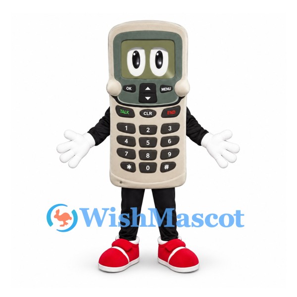 Mobile Phone Mascot Costume with Beige Body and Large Keypad