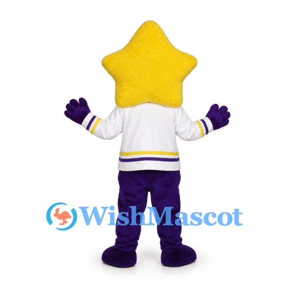 Star Mascot Costume with White Sports Shirt and Purple Pants