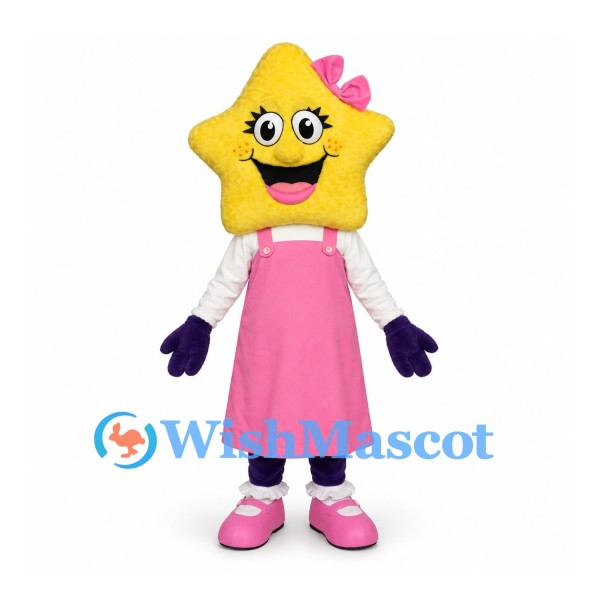 Star Mascot Costume with Pink Dress and Head Bow