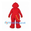 Dragon Mascot Costume in Red with Green Striped Belly