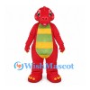 Dragon Mascot Costume in Red with Green Striped Belly