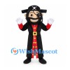Pirate Captain Mascot Costume with Black Coat and Skull Hat