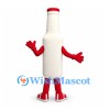 Milk Bottle Mascot Costume in White with Red Cap