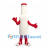 Milk Bottle Mascot Costume in White with Red Cap