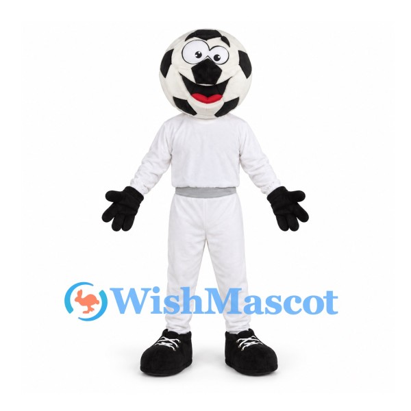 Soccer Ball Mascot Costume with White Sports Uniform