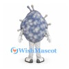 Germ Mascot Costume in Gray Blue with Rounded Spikes