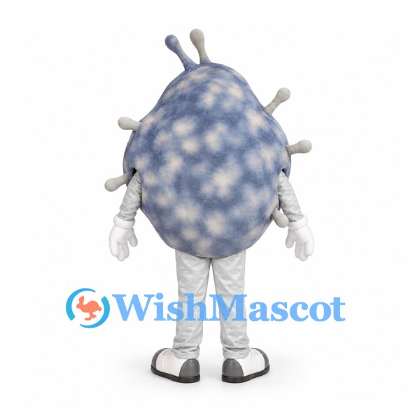 Germ Mascot Costume in Gray Blue with Rounded Spikes