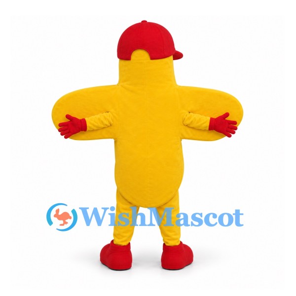 Plus Sign Mascot Costume in Yellow with Red Cap and Gloves