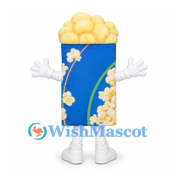 Popcorn Mascot Costume in Blue Printed Carton