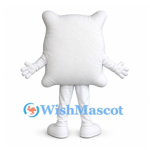 Pillow Mascot Costume in White with Smiling Face