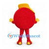 Red Circle Mascot Costume with Yellow Top Hat and Gloves
