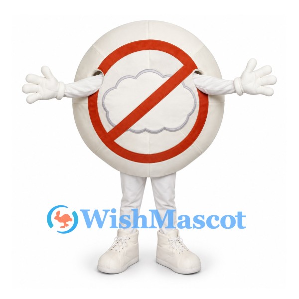 No Smoking Sign Mascot Costume with Red Symbol and White Body