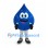 Water Drop Mascot Costume in Blue with Silver Legs
