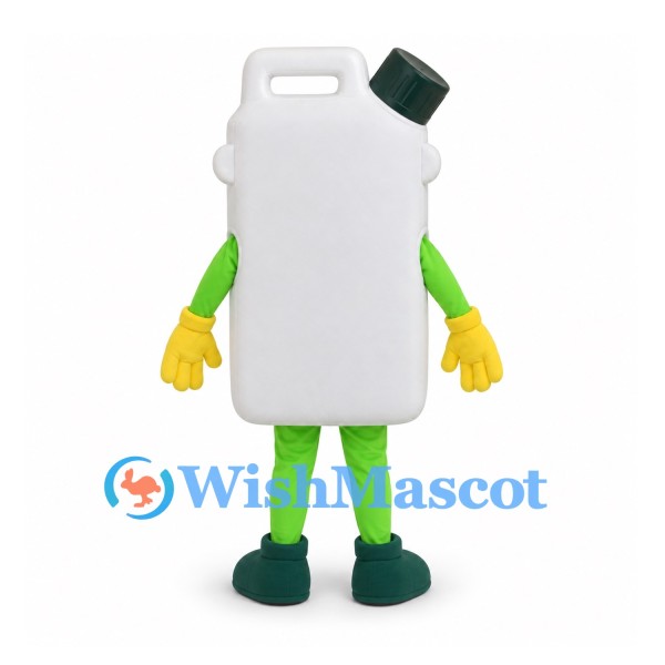 Container Mascot Costume in White with Green Cap and Limbs