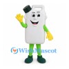 Container Mascot Costume in White with Green Cap and Limbs