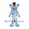 Monster Mascot Costume in Pale Blue with Spotted Suit and Brown Mohawk