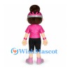 Girl Mascot Costume with Pink Sports Shirt and Helmet