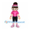 Girl Mascot Costume with Pink Sports Shirt and Helmet