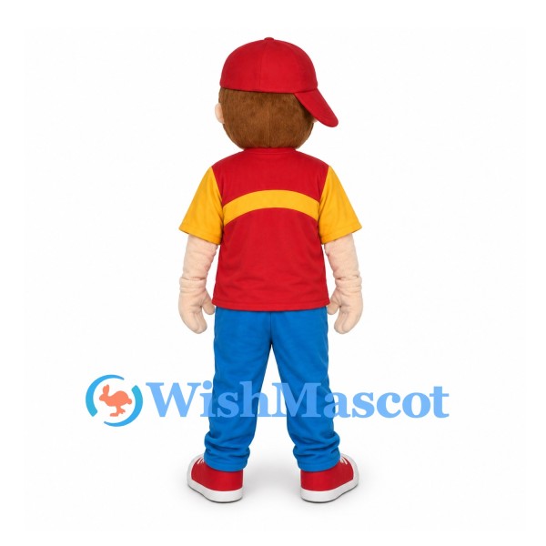 Boy Mascot Costume with Red Shirt and Blue Pants
