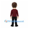Man Mascot Costume with Burgundy Shirt and Black Pants