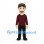 Man Mascot Costume with Burgundy Shirt and Black Pants