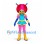 Alien Girl Mascot Costume with Pink Helmet and Blue Dress