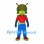Alien Boy Mascot Costume with Green Helmet and Red Shirt