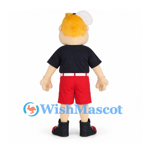 Boy Mascot Costume with White Cap and Red Shorts