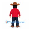 Cowboy Mascot Costume with Brown Hat and Red Jacket