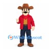 Cowboy Mascot Costume with Brown Hat and Red Jacket
