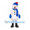 Snowman Mascot Costume with Blue Hat and Scarf