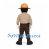 Ranger Mascot Costume with Tan Uniform and Wide Brim Hat