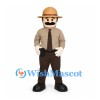 Ranger Mascot Costume with Tan Uniform and Wide Brim Hat
