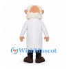 Scientist Mascot Costume with White Coat and Bushy Mustache