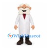 Scientist Mascot Costume with White Coat and Bushy Mustache