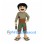 Man Mascot Costume with Curly Black Hair and Patched Pants