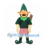 Elf Archer Mascot Costume with Green Tunic and Striped Shorts
