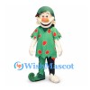 Elf Mascot Costume with Green Spotted Tunic and Pointed Hat