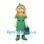 Elf Girl Mascot Costume with Green Dress and Orange Braids