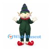 Elf Mascot Costume with Dark Green Suit and Striped Cone Hat